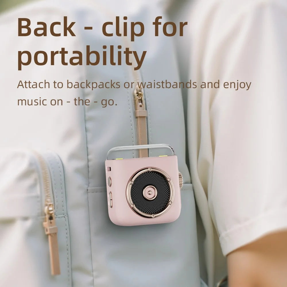 Portable Magnetic Speaker Night Light Clock Bluetooth-Compatible 5.3 Audio Device with Back Clip - Beige - 7