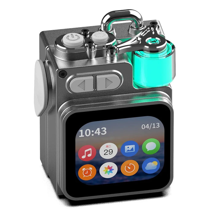DK08 Portable Bluetooth-Compatible Speaker LED Display RGB Light Mecha Style Metal Loudspeaker - 2