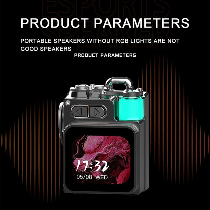 DK08 Portable Bluetooth-Compatible Speaker LED Display RGB Light Mecha Style Metal Loudspeaker - 3
