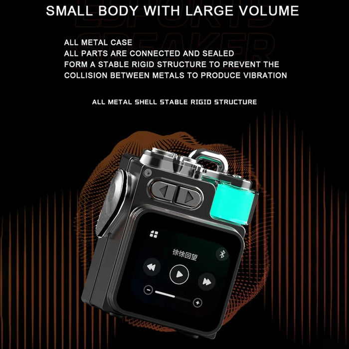 DK08 Portable Bluetooth-Compatible Speaker LED Display RGB Light Mecha Style Metal Loudspeaker - 4