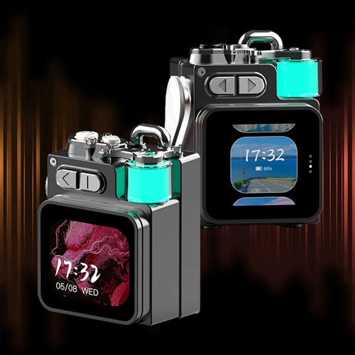 DK08 Portable Bluetooth-Compatible Speaker LED Display RGB Light Mecha Style Metal Loudspeaker - 6