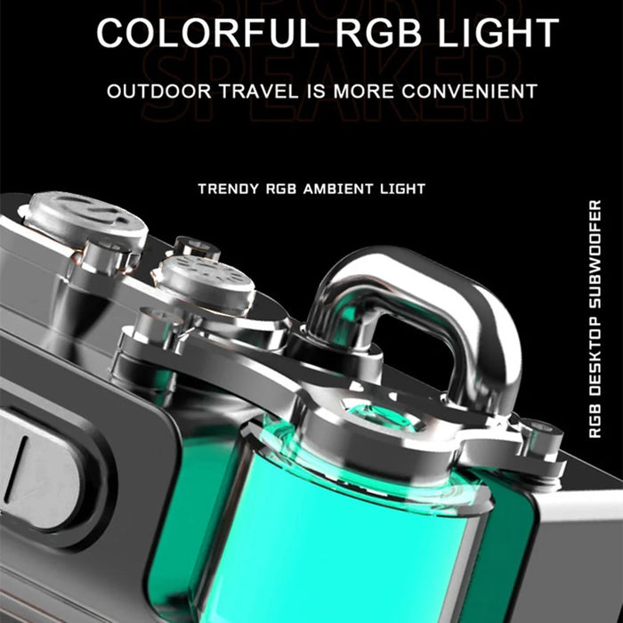 DK08 Portable Bluetooth-Compatible Speaker LED Display RGB Light Mecha Style Metal Loudspeaker - 7