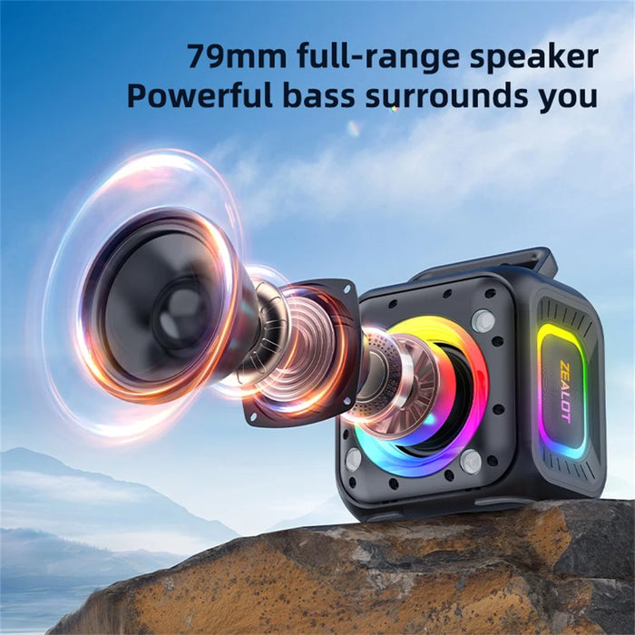ZEALOT-PT01 Portable 30W Bluetooth-Compatible Speaker Enhanced Bass Waterproof Wireless Loudspeaker - Black - 4