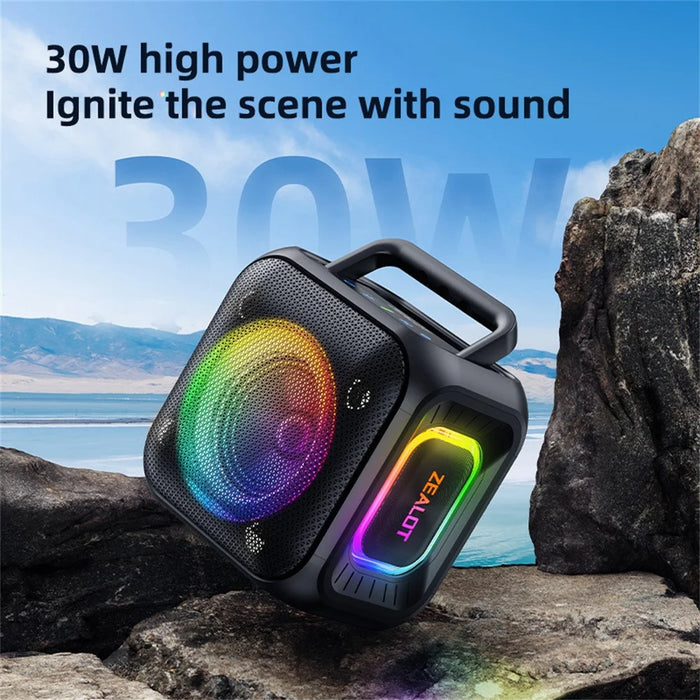ZEALOT-PT01 Portable 30W Bluetooth-Compatible Speaker Enhanced Bass Waterproof Wireless Loudspeaker - Black - 5