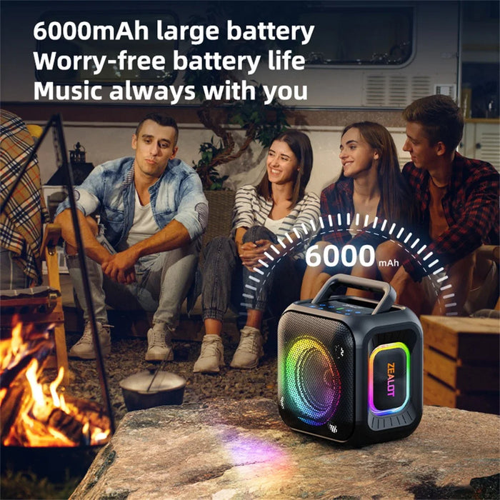 ZEALOT-PT01 Portable 30W Bluetooth-Compatible Speaker Enhanced Bass Waterproof Wireless Loudspeaker - Black - 7