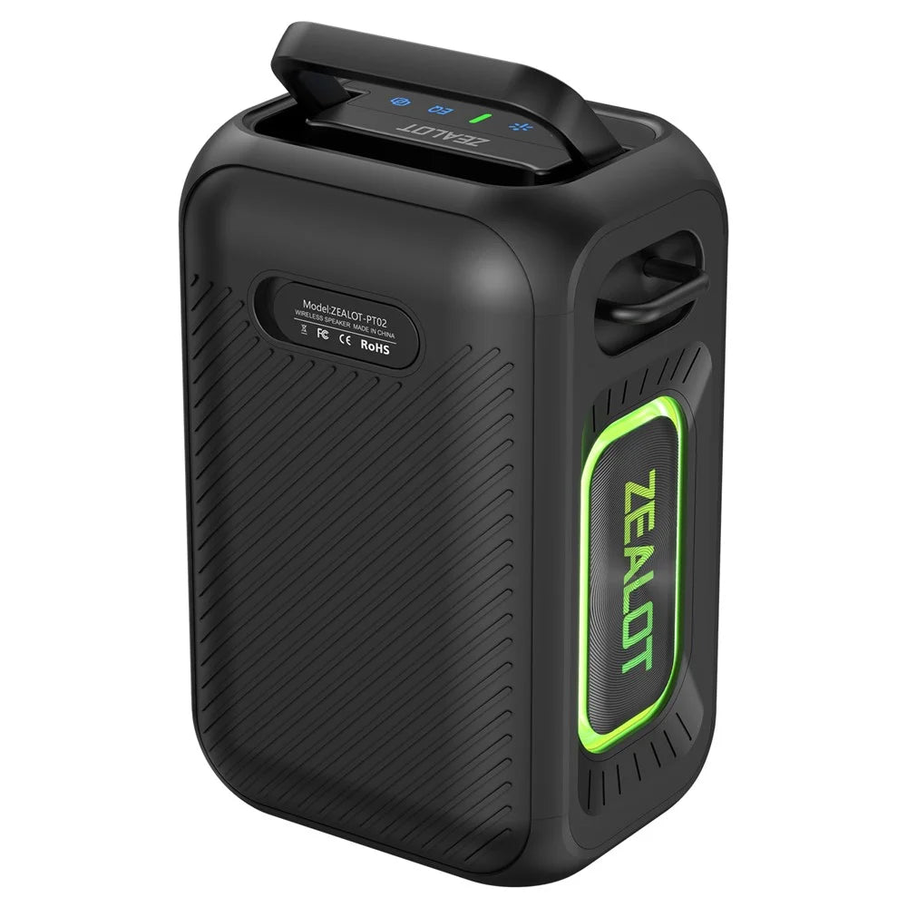 ZEALOT-PT02 Portable Bluetooth-Compatible Speaker RGB Light 60W Enhanced Bass Waterproof Loudspeaker - Black - 3
