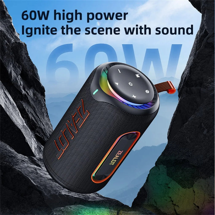 ZEALOT-MP1 Portable Bluetooth-Compatible Speaker 60W Enhanced Bass Waterproof Loudspeaker - Black - 5
