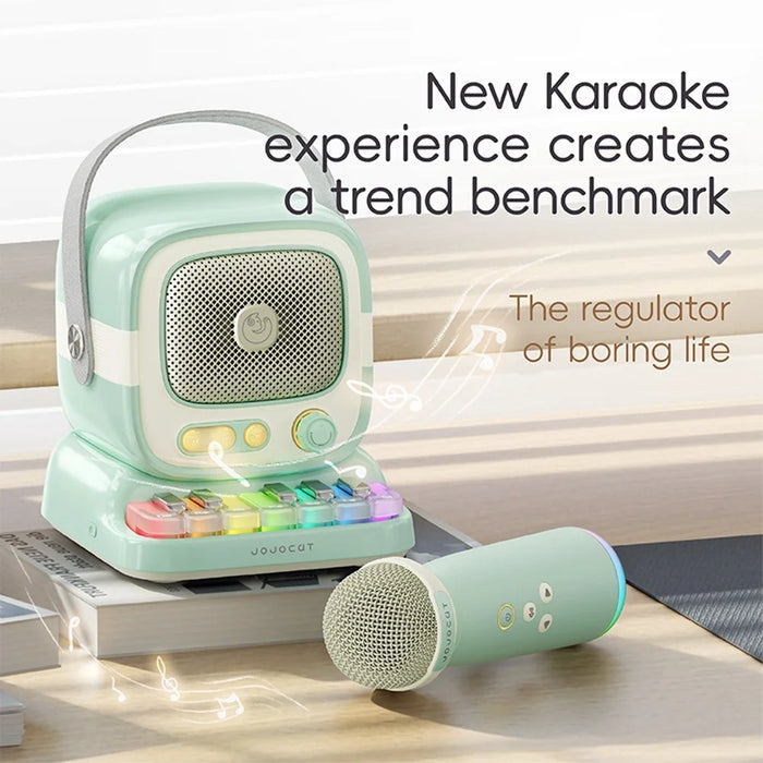 JOJOCAT C60 Mini Bluetooth-compatible Speaker with Piano Keyboard and Wireless Microphone for Home Outdoor Karaoke System - Green - 4