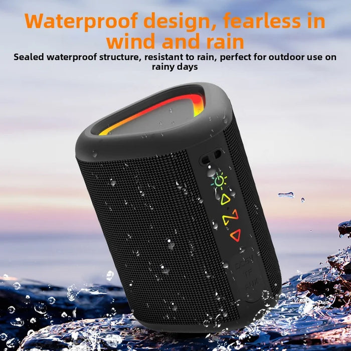 CYBORIS S1 Portable Speaker Bluetooth-compatible 15W IPX6 Waterproof RGB Subwoofer - Black - 4