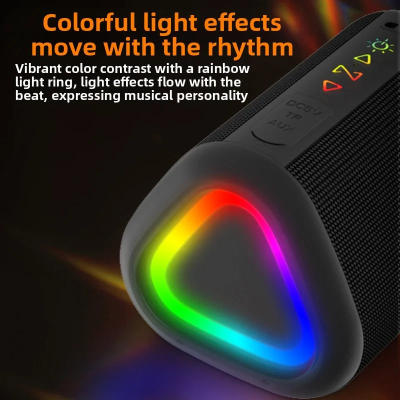 CYBORIS S1 Portable Speaker Bluetooth-compatible 15W IPX6 Waterproof RGB Subwoofer - Black - 5