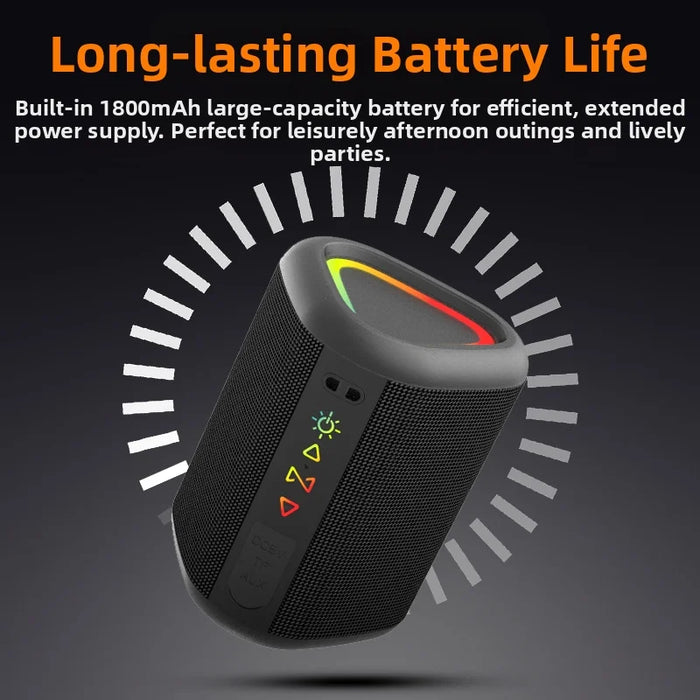 CYBORIS S1 Portable Speaker Bluetooth-compatible 15W IPX6 Waterproof RGB Subwoofer - Black - 6