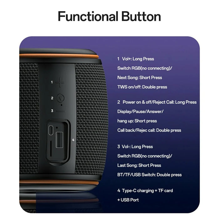 YESIDO YSW40 8W Portable Subwoofer TWS Bluetooth-compatible Wireless Speaker with RGB Light - 6