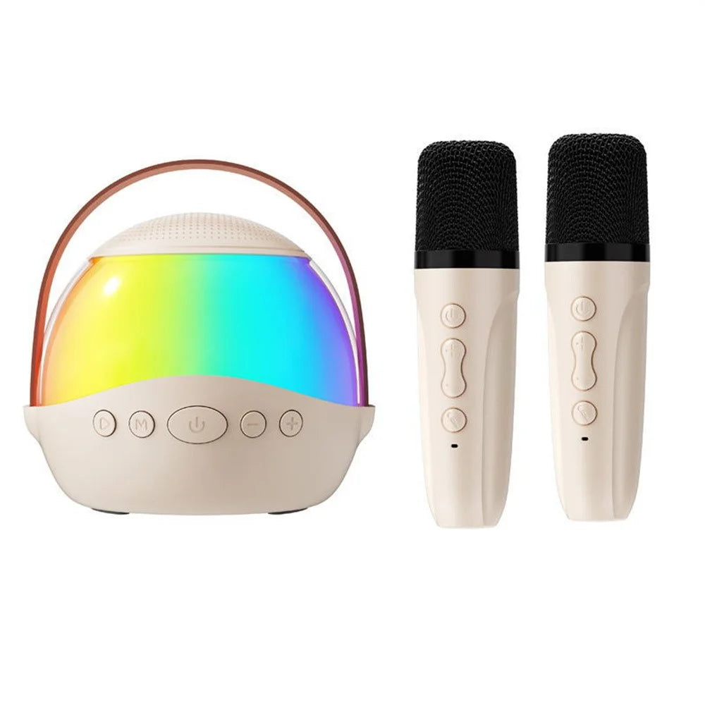 P9 Portable Bluetooth-compatible Speaker RGB Lighting HiFi Sound Karaoke Subwoofer with 2 Wireless Microphones - 1