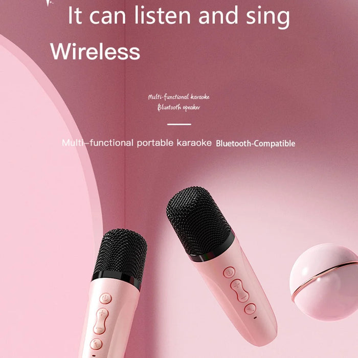 P13 HiFi Sound 5W Portable Karaoke System Wireless Bluetooth-compatible Speaker with 2 Microphones - Pink - 6