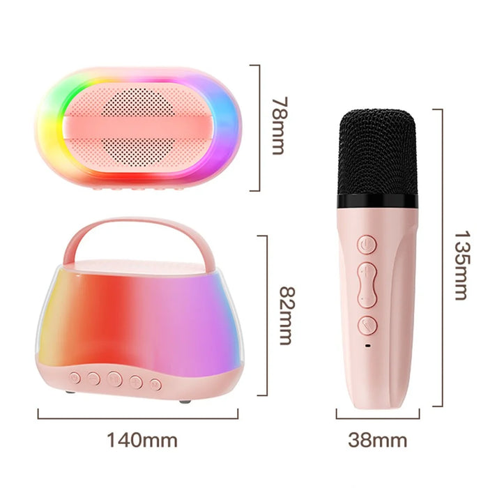 P13 HiFi Sound 5W Portable Karaoke System Wireless Bluetooth-compatible Speaker with 2 Microphones - Pink - 7