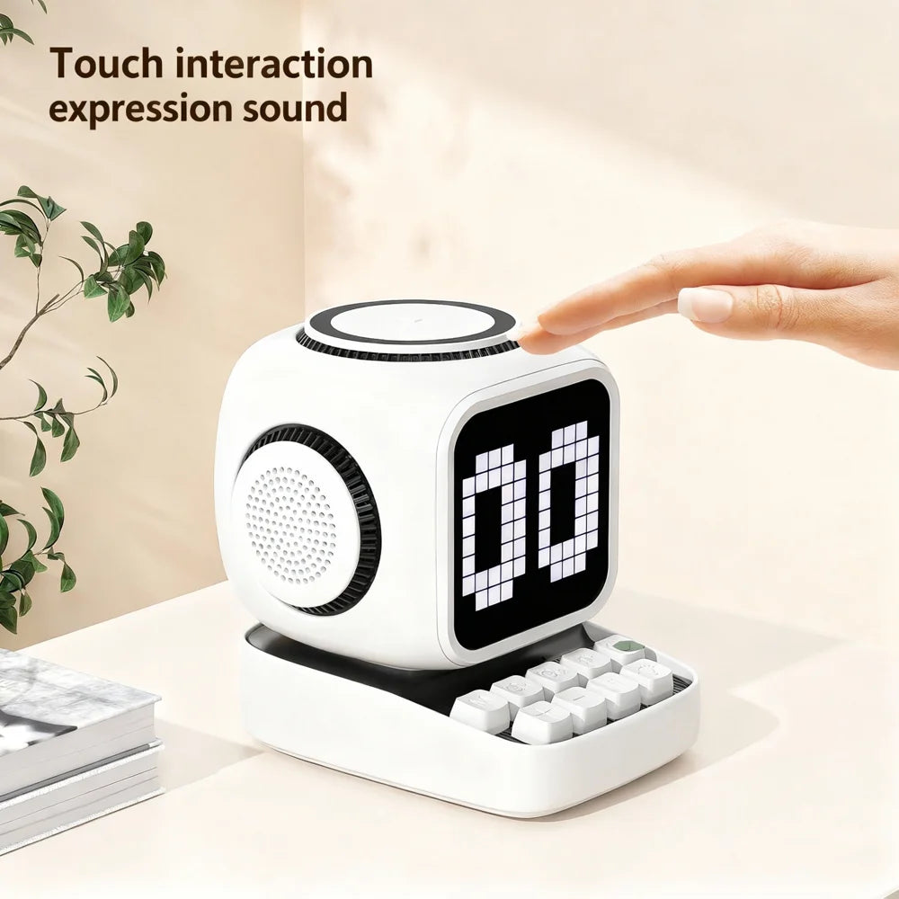 Magnetic Wireless Charger Bluetooth Speaker LED Display Clock with AI Voice Dialogue, US Plug - White - 5