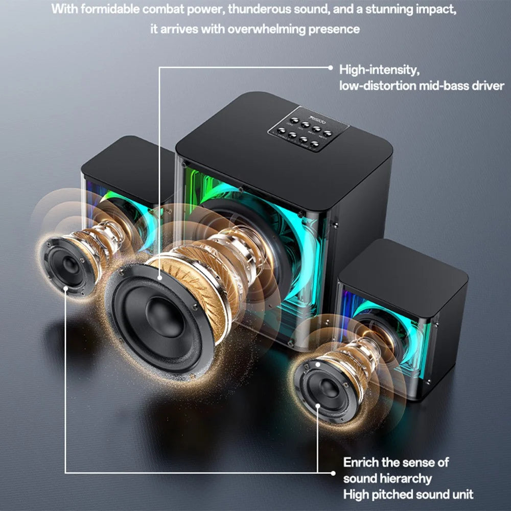 YESIDO YSW41 2.1 Channel RGB Bluetooth-Compatible Speaker 40W Rich Bass Immersive Sound AUX  /  USB Playback - EU Plug - 2