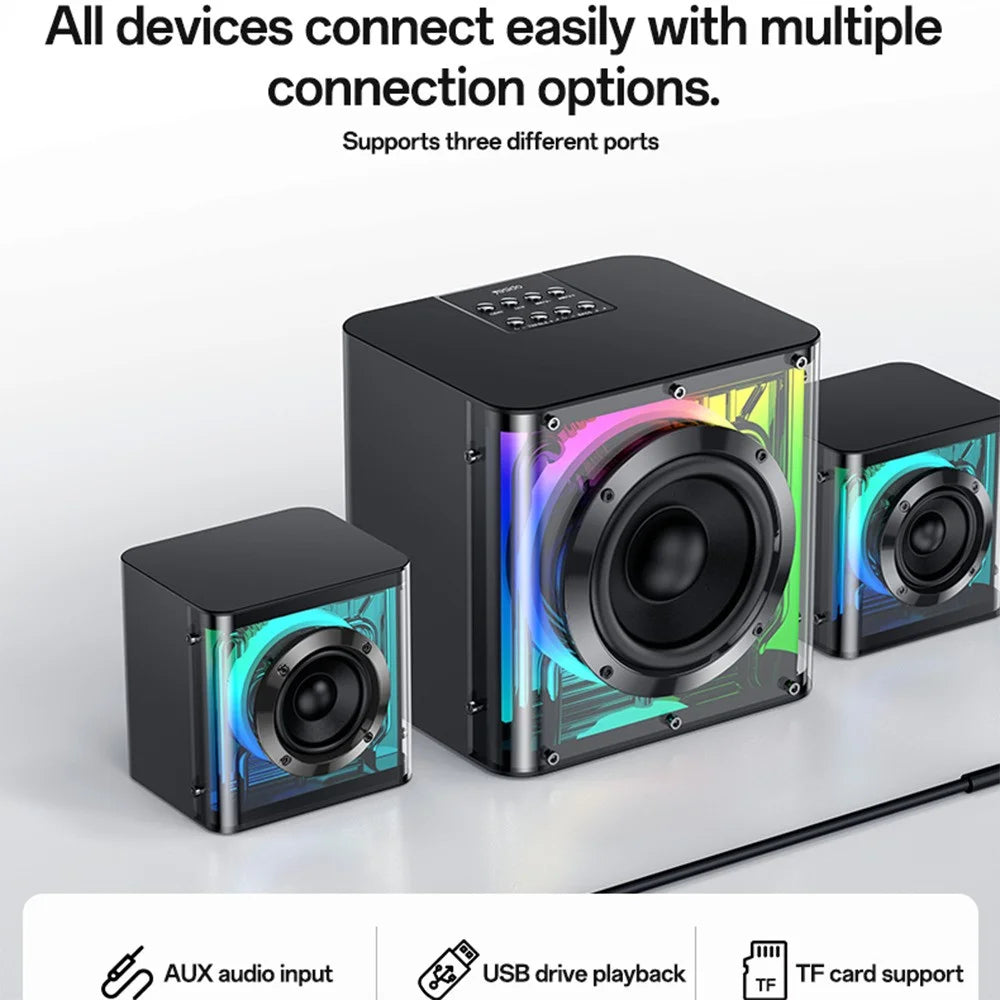 YESIDO YSW41 2.1 Channel RGB Bluetooth-Compatible Speaker 40W Rich Bass Immersive Sound AUX  /  USB Playback - EU Plug - 3