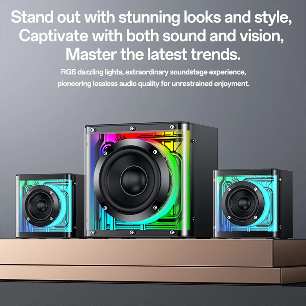 YESIDO YSW41 2.1 Channel RGB Bluetooth-Compatible Speaker 40W Rich Bass Immersive Sound AUX  /  USB Playback - EU Plug - 4