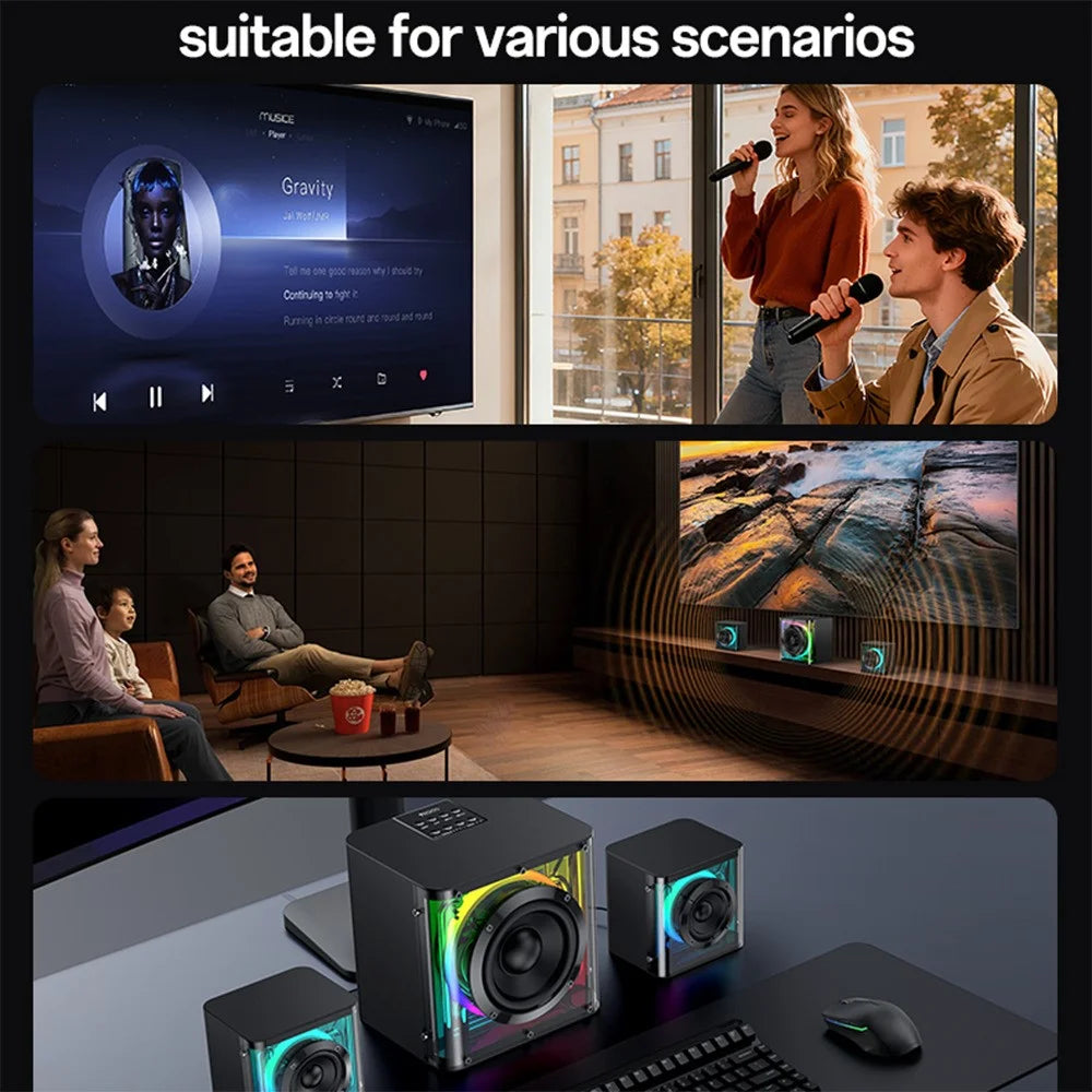 YESIDO YSW41 2.1 Channel RGB Bluetooth-Compatible Speaker 40W Rich Bass Immersive Sound AUX  /  USB Playback - EU Plug - 5