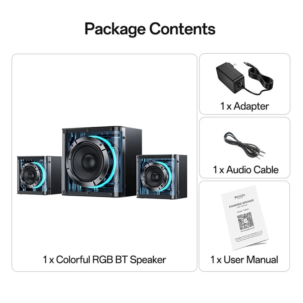 YESIDO YSW41 2.1 Channel RGB Bluetooth-Compatible Speaker 40W Rich Bass Immersive Sound AUX  /  USB Playback - EU Plug - 6