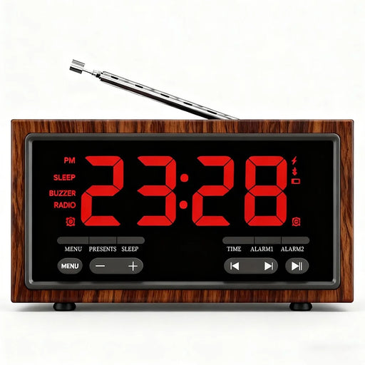 F1503 4 in 1 Wood Wireless Charging Station 15W Max Wireless Charger + Bluetooth-Compatible Speaker + Clock + FM Radio - 2