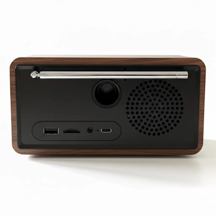 F1503 4 in 1 Wood Wireless Charging Station 15W Max Wireless Charger + Bluetooth-Compatible Speaker + Clock + FM Radio - 3