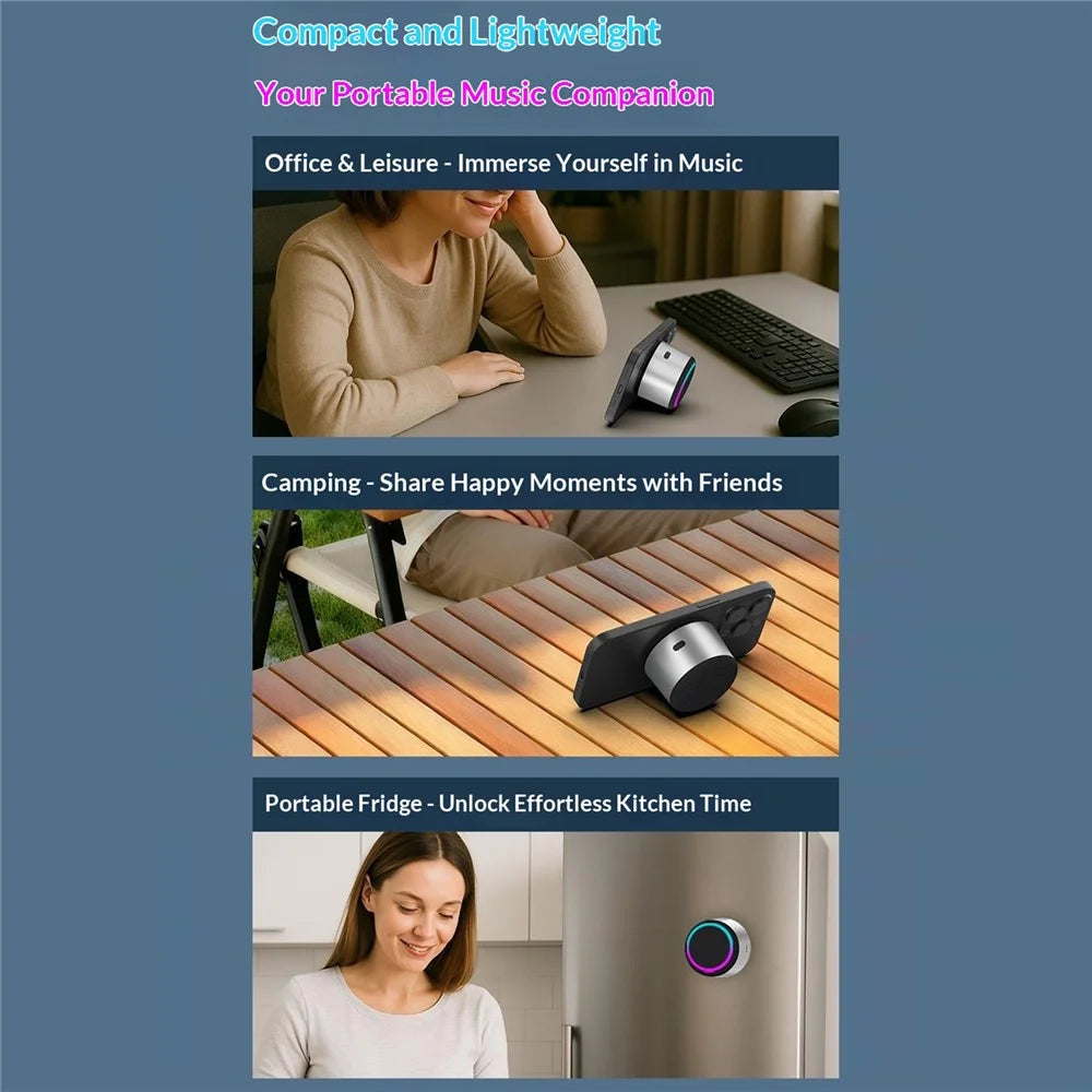 H11 TWS Bluetooth-compatible Speaker RGB Lighting 15W Wireless Charging Magnetic Phone Stand - Silver - 5