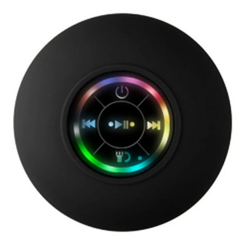 Wireless Bluetooth-Compatible Speaker with Suction Cup and LED Lights IPX4 Waterproof Portable Speaker for Bathroom Beach - Black - 1