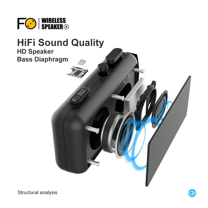 Bluetooth-Compatible Speaker F0 Outdoor Wireless Mini Subwoofer with HIFI Sound Portable Speaker - Black - 6