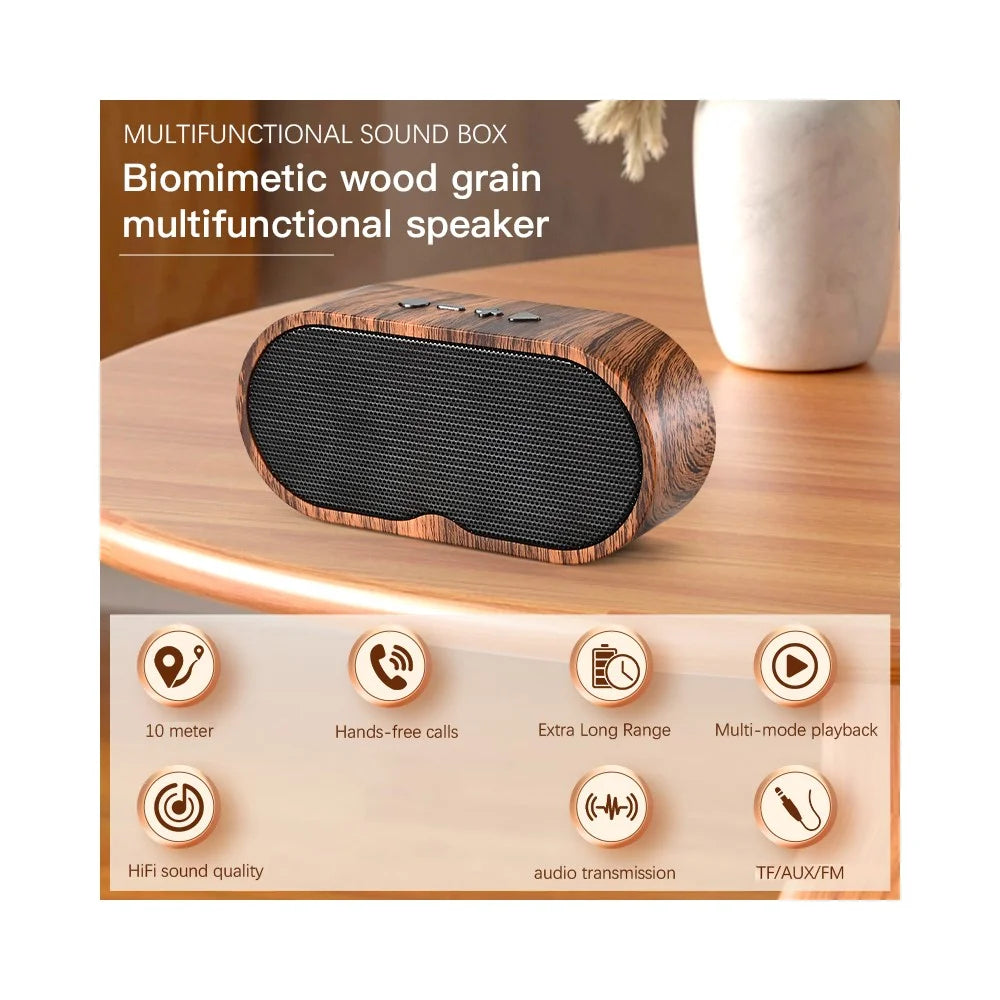 Clear Sound Bluetooth-Compatible Speaker F3 Outdoor Wireless Mini Subwoofer Long Battery Life for Home Travel - Wood - 2