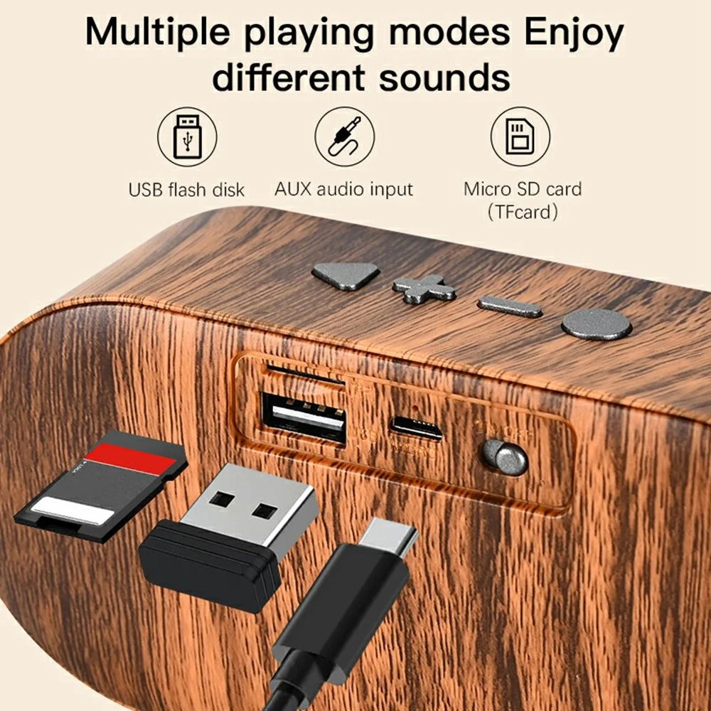 Clear Sound Bluetooth-Compatible Speaker F3 Outdoor Wireless Mini Subwoofer Long Battery Life for Home Travel - Wood - 3