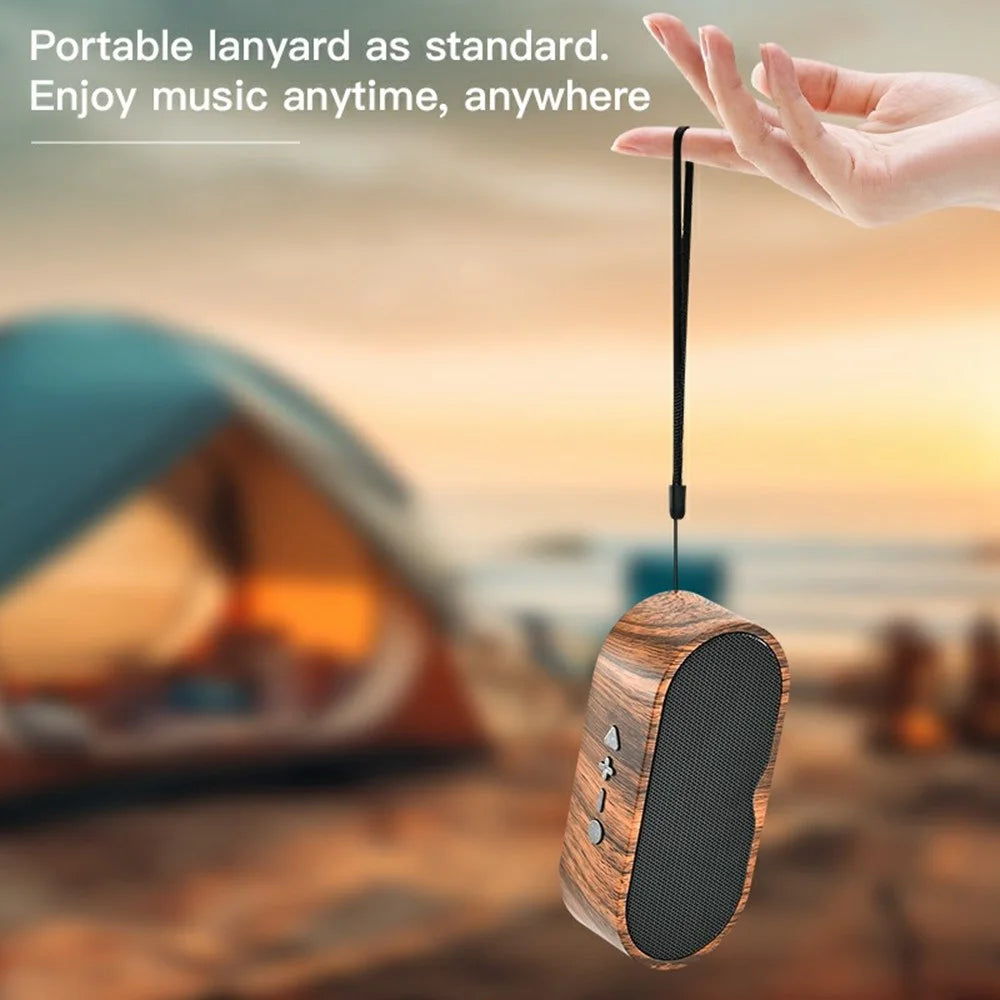 Clear Sound Bluetooth-Compatible Speaker F3 Outdoor Wireless Mini Subwoofer Long Battery Life for Home Travel - Wood - 5