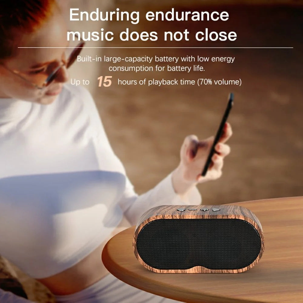 Clear Sound Bluetooth-Compatible Speaker F3 Outdoor Wireless Mini Subwoofer Long Battery Life for Home Travel - Wood - 6