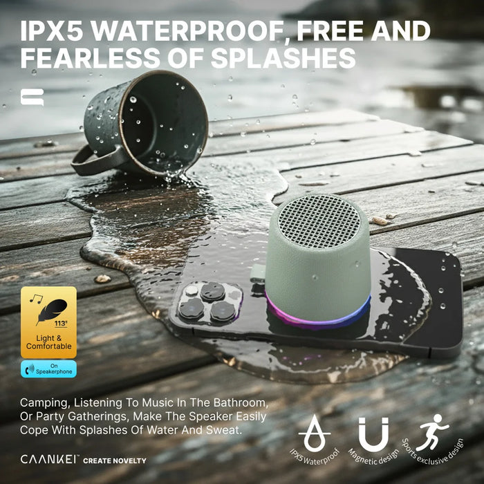 CAANKEI CWS10 Magnetic Bluetooth-compatible Speaker IPX5 Waterproof RGB Lighting 8W TWS Subwoofer - Green - 7