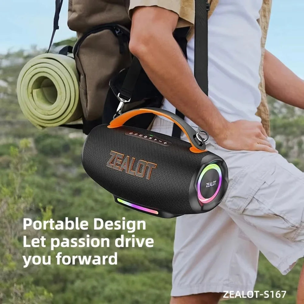 ZEALOT S167 100W Portable Bluetooth-Compatible Speaker IPX5 Waterproof Outdoor Wireless Subwoofer with Colorful RGB Lights - Black - 7