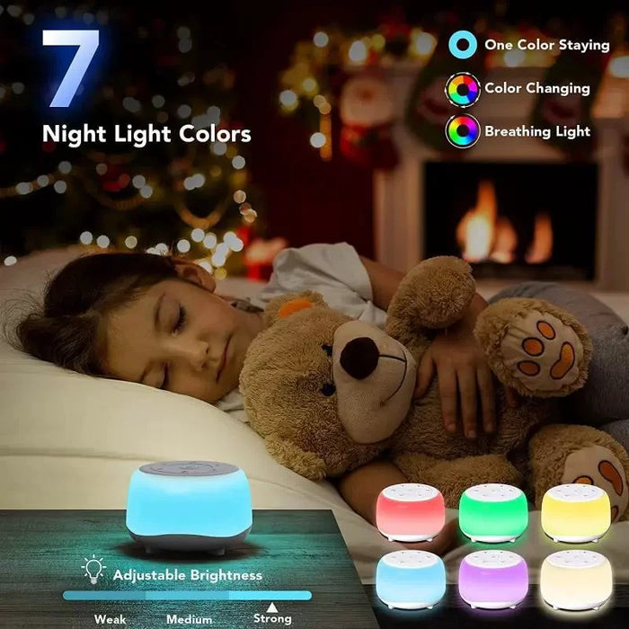 203 Portable White Noise Sound Machine Sleep Aid with 7 Colors Night Light Music Player Timer Speaker - 2