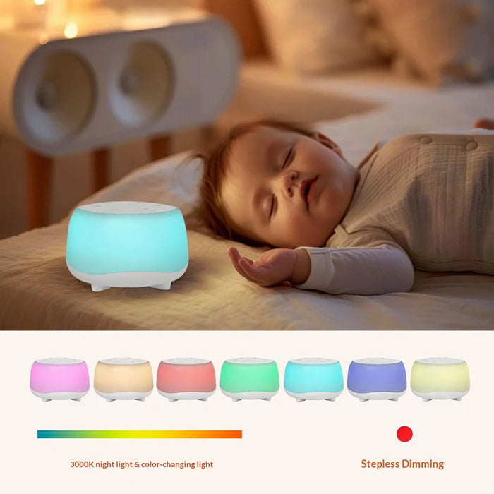 203 Portable White Noise Sound Machine Sleep Aid with 7 Colors Night Light Music Player Timer Speaker - 5