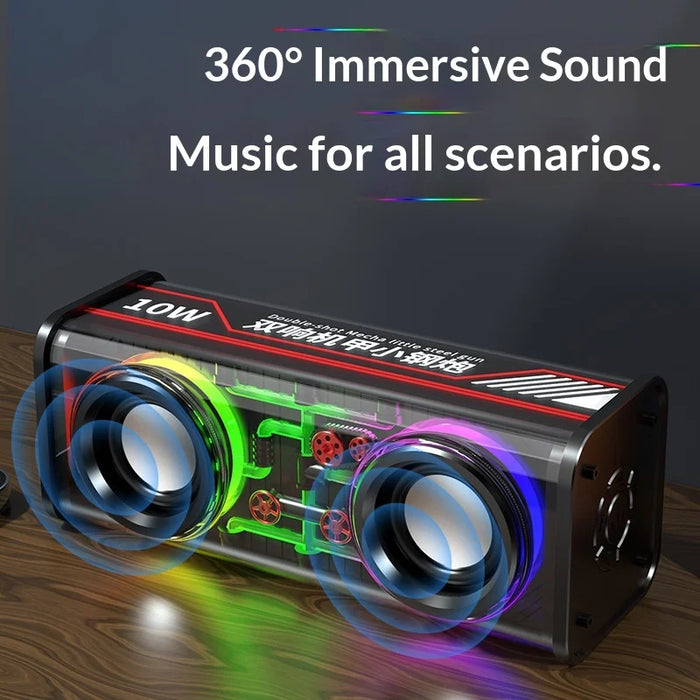 V8 Transparent Mecha Desktop Bluetooth-compatible Speaker 10W Powerful Bass Portable Soundbar with RGB Light - White - 2