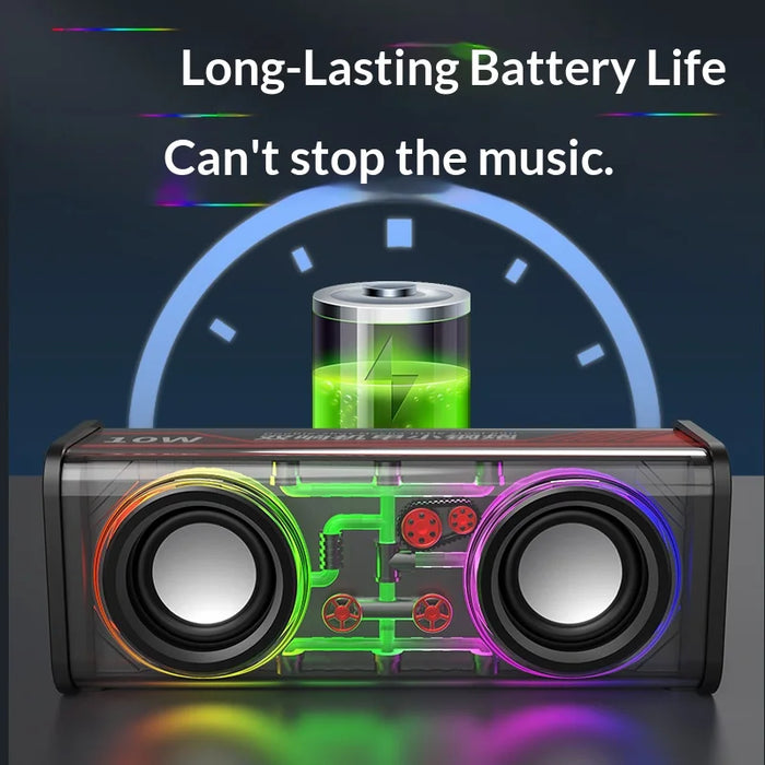 V8 Transparent Mecha Desktop Bluetooth-compatible Speaker 10W Powerful Bass Portable Soundbar with RGB Light - White - 3