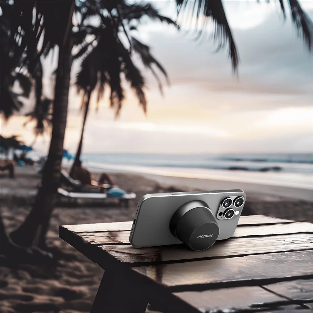 MOMAX 1-Vibe Go BS6 Magnetic Wireless Speaker with Phone Stand Function Portable Audio Speaker IPX6 Waterproof for Home / Outdoor - Black - 6