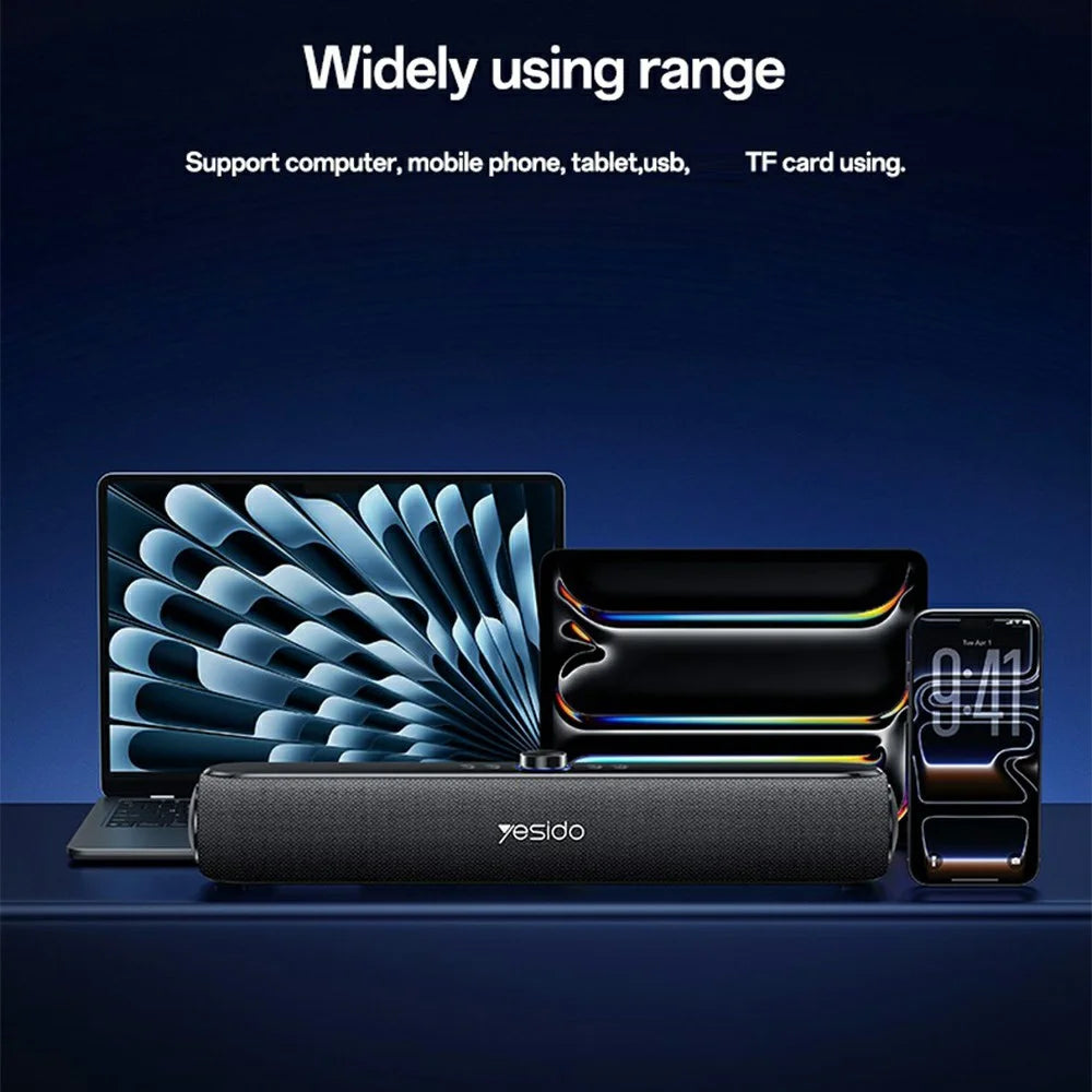 YESIDO YSW42 Wireless Bluetooth-compatible Speaker HiFi Sound Portable 20W Desktop Soundbar Support TF Card - Black - 6