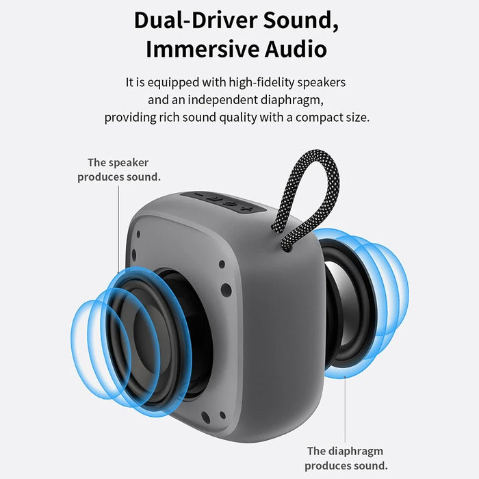 DEVIA Sound Lite2 Wireless Bluetooth-compatible Speaker with Lanyard Dual Driver HiFi Bass Stereo Subwoofer - Tarnish - 4