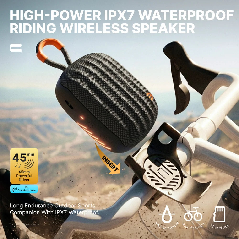 CS23 Plus Bluetooth-compatible Speaker for Bike Motorcycle IPX7 Waterproof Outdoor Cycling Subwoofer with RGB Light - Black+Orange Yellow - 2