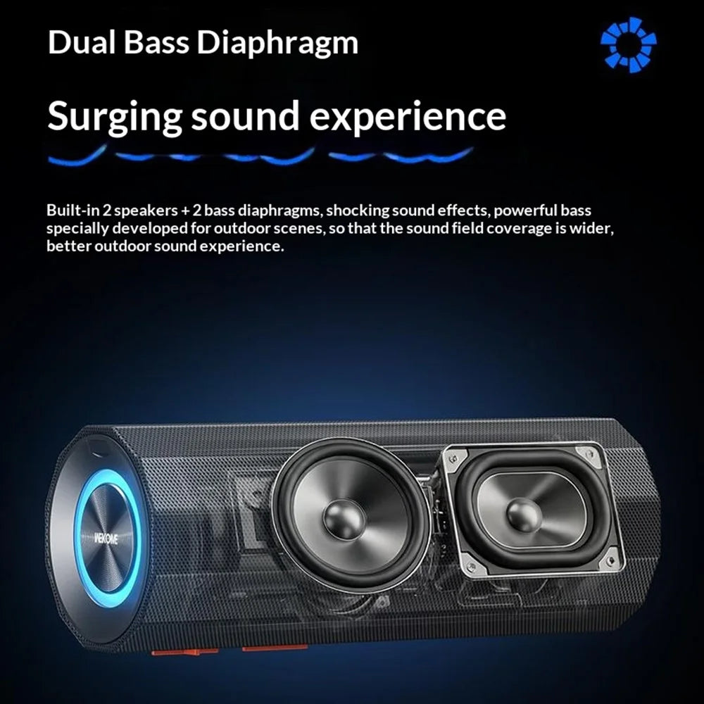 WEKOME WD-12 Fanshin Portable Wireless Speaker Dual Bass Diaphragm RGB Light TWS Stereo Speaker - Black - 3