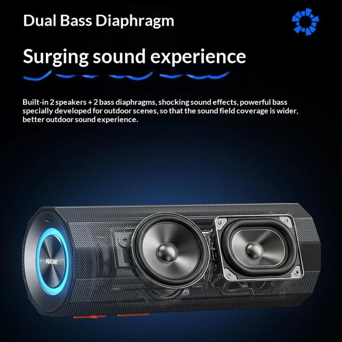 WEKOME WD-12 Fanshin Portable Wireless Speaker Dual Bass Diaphragm RGB Light TWS Stereo Speaker - Black - 3