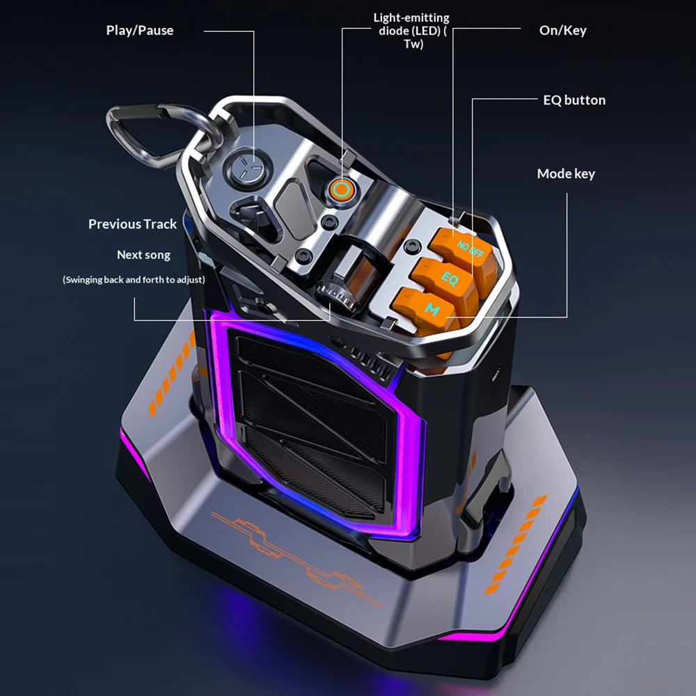 GQ-18 Cyberpunk Bluetooth-compatible Speaker Dual 10W Driver Portable Subwoofer Support TF Card - Black - 6