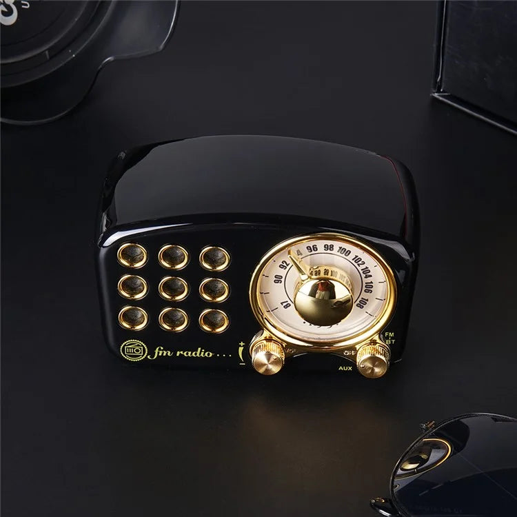 R919 Retro Bluetooth Speaker Portable FM Radio with Loud Volume Strong Bass Enhancement TF Card MP3 Player - Black - 1