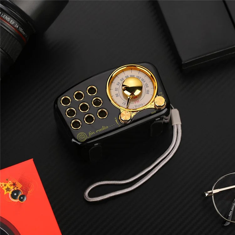 R919 Retro Bluetooth Speaker Portable FM Radio with Loud Volume Strong Bass Enhancement TF Card MP3 Player - Black - 2