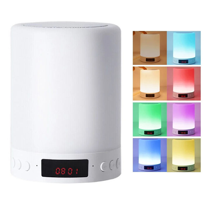S66 Touch Control Wireless Cylinder Colorful Night Light Bluetooth-compatible Speaker Alarm Clock Desk Decoration - 1